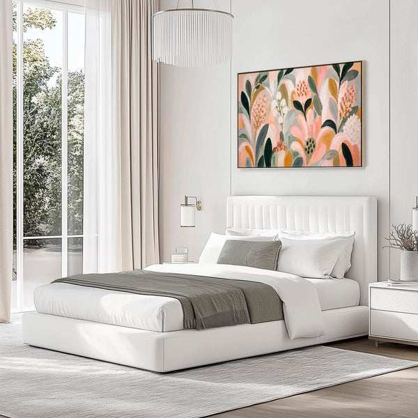 Colourful Abstract Floral Framed Wall Art Canvas Print