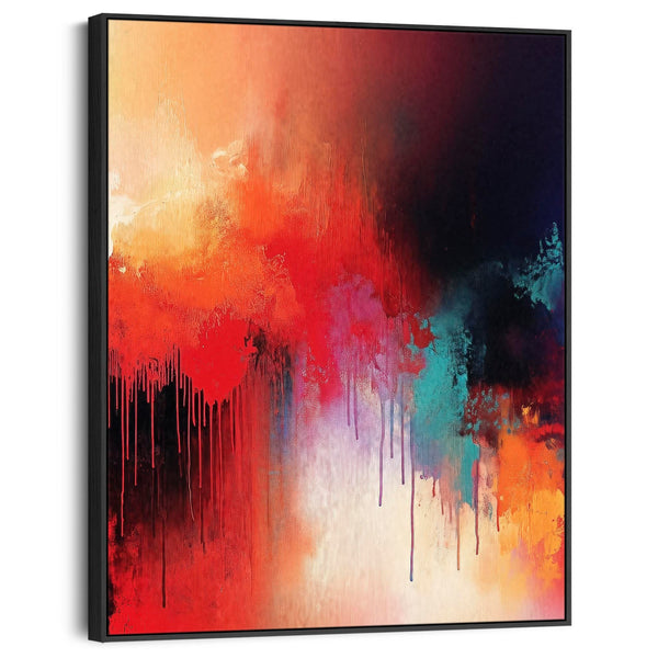 Multi-Coloured Unique Framed Canvas Art Colourful Cascade