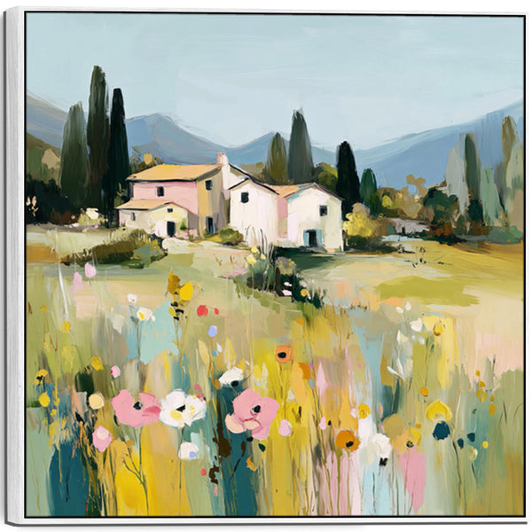 Colourful Landscape Italy Tuscany Framed Wall Art Print Canvas