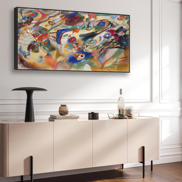Panoramic Wide Framed Wall Art Print Canvas Colourful Wassily Kandinsky