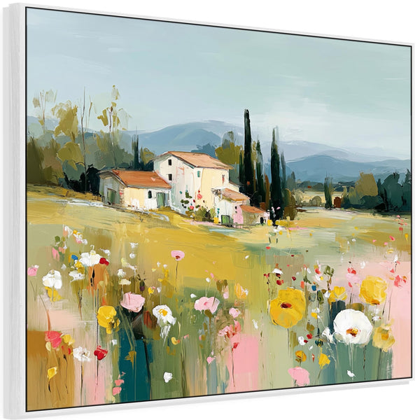 Colourful Tuscany Landscape 1 Framed Wall Art Canvas