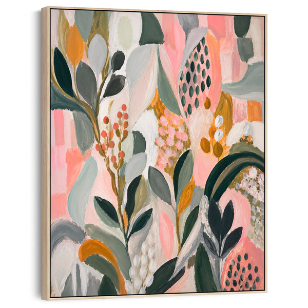 Colourful Kitchen Floral Wall Art Canvas - Frame Included