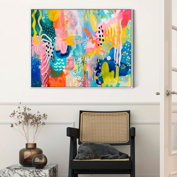 Multi-Coloured Unique Abstract Framed Wall Art Colourful Illusions