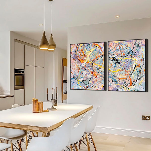 Colourful Abstract Art Splash - Kitchen Canvas Pictures Framed