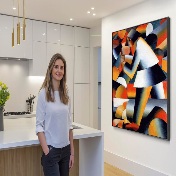 Kazimir Malevich Multi-Coloured Framed Abstract Artwork Canvas Woodcutter Painting