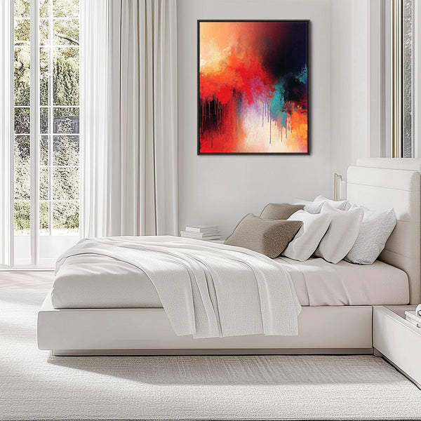 Multi-Coloured Unique Framed Canvas Art Colourful Cascade