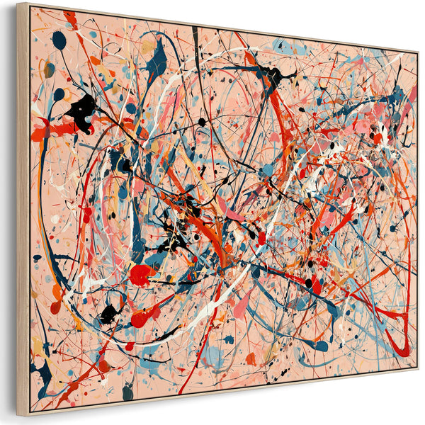Hallway Framed Wall Art Canvas - Abstract Pollock Style - Flux