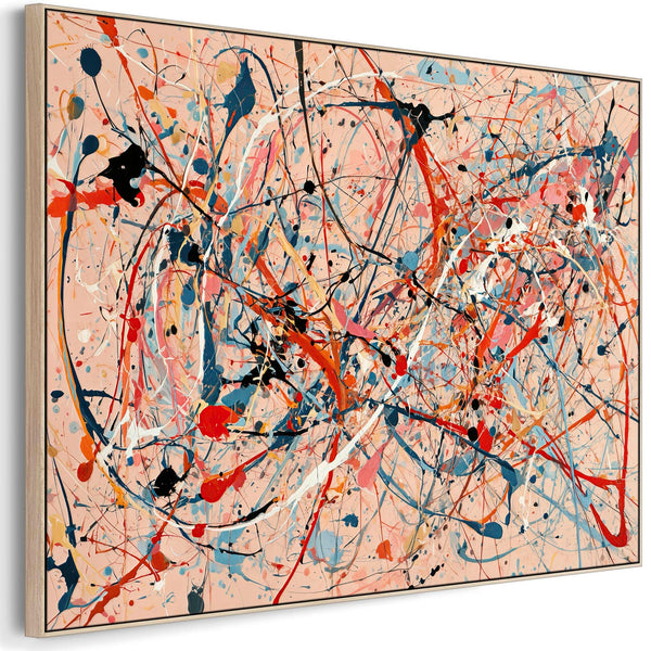 Hallway Framed Wall Art Canvas - Abstract Pollock Style - Flux