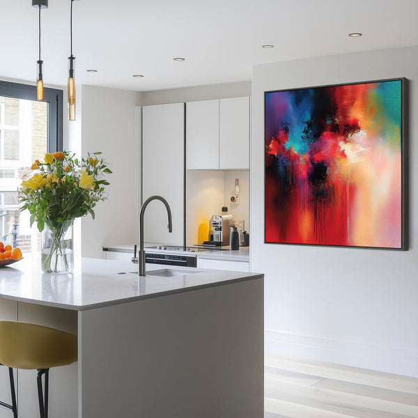 Unique Unusual Abstract Framed Wall Art Multi-Coloured Radiance