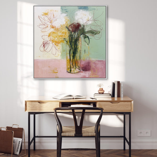 Abstract Colourul Floral Bloom Wall Art Canvas Print Framed