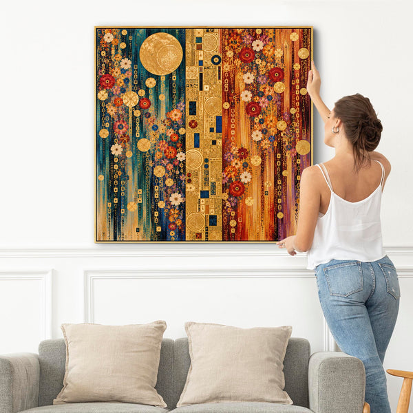 Colourful Vibrant Gustav Klimt inspired Framed Canvas Wall Art