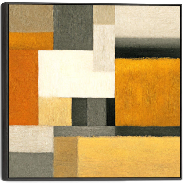 Large Mustard Yellow Orange Abstract Wall Art Framed - Ochre Warmth