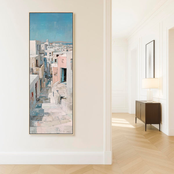 Tall Hallway Framed Wall Art Canvas Print Narrow Mykynos Path