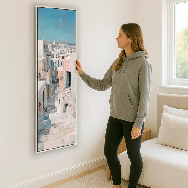 Tall Hallway Framed Wall Art Canvas Print Narrow Mykynos Path