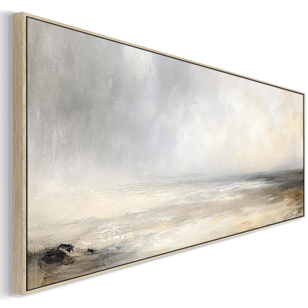 Wide Horizontal Bedroom Wall Art over Bed Neutral Beige Long Panoramic