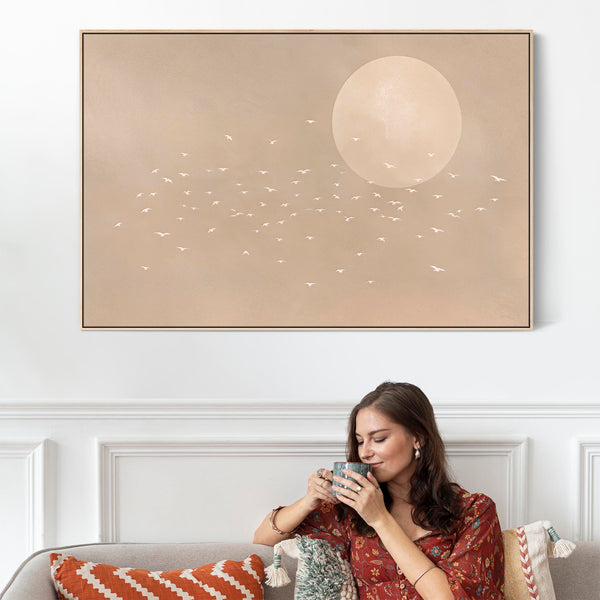 Neutral Beige Japandi - Canvas Wall Art - Frame Included