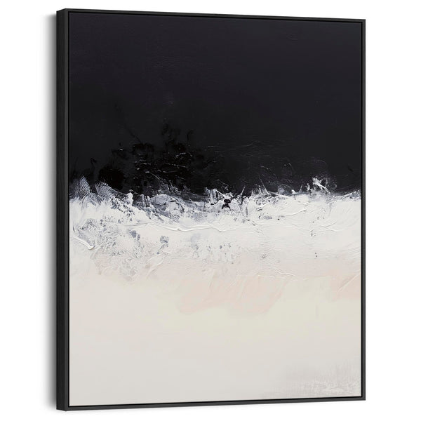 Cream Neutral Black Abstract Framed Wall Art Soothing Waves