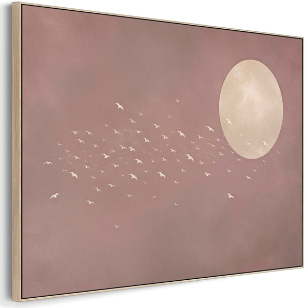 Dusty Blush Pink Japandi Framed Artwork on Canvas