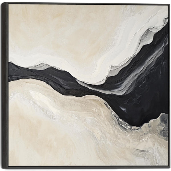 Bedroom Framed Wall Art Canvas Print Cream Black Abstract