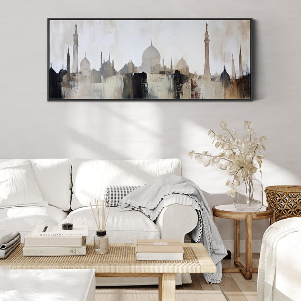 Wide Abstract Islamic Skyline - Framed Long Canvas Wall Art