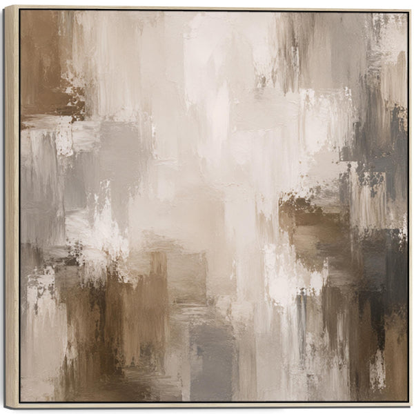 Nude Beige Brown Wall Art Framed Print | Mocha Abstract Canvas