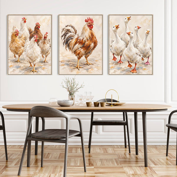 Set of 3 Framed Kitchen Wall Art Canvases - The Committee