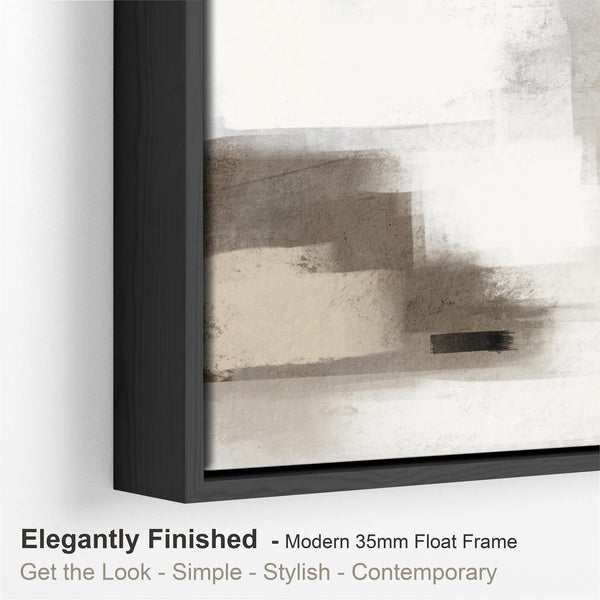 Neutral Wall Art Prints - Framed Canvas for Living Room - Beige - Cream