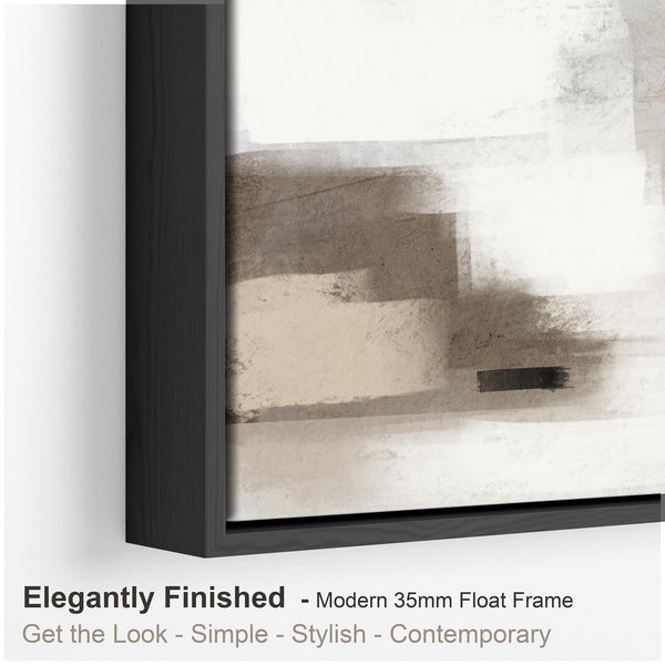 Neutral Wall Art Prints - Framed Canvas for Living Room - Beige - Cream