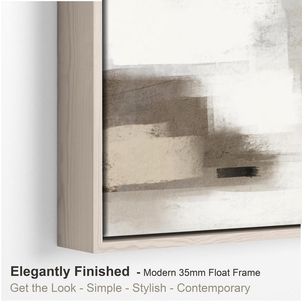 Neutral Wall Art Prints - Framed Canvas for Living Room - Beige - Cream