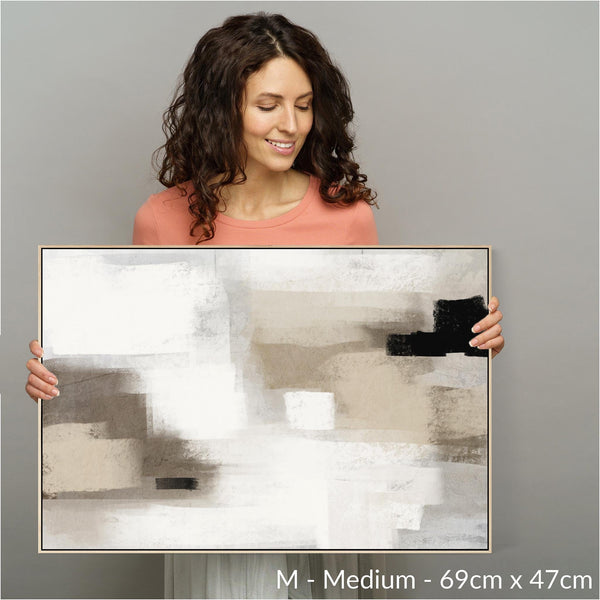 Neutral Wall Art Prints - Framed Canvas for Living Room - Beige - Cream