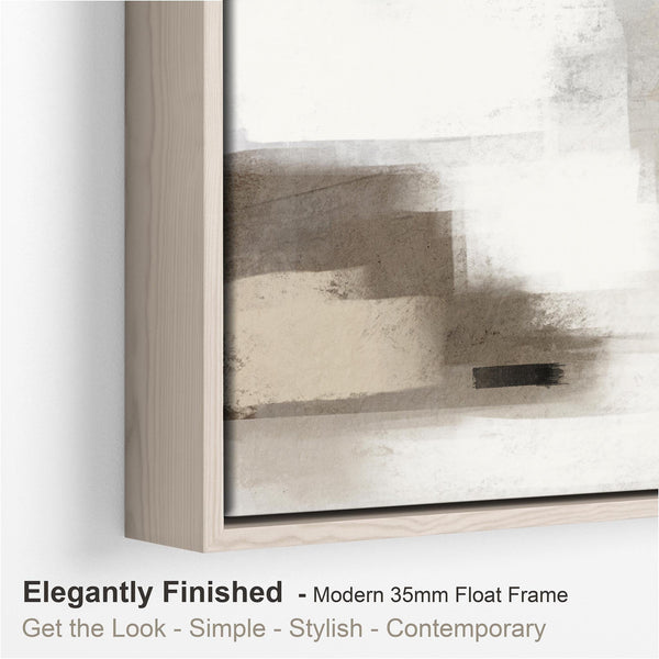 Neutral Wall Art Prints - Framed Canvas for Living Room - Beige - Cream