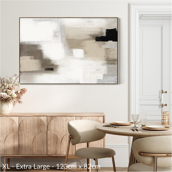 Neutral Wall Art Prints - Framed Canvas for Living Room - Beige - Cream