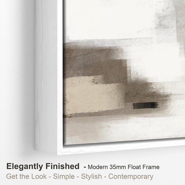 Neutral Wall Art Prints - Framed Canvas for Living Room - Beige - Cream