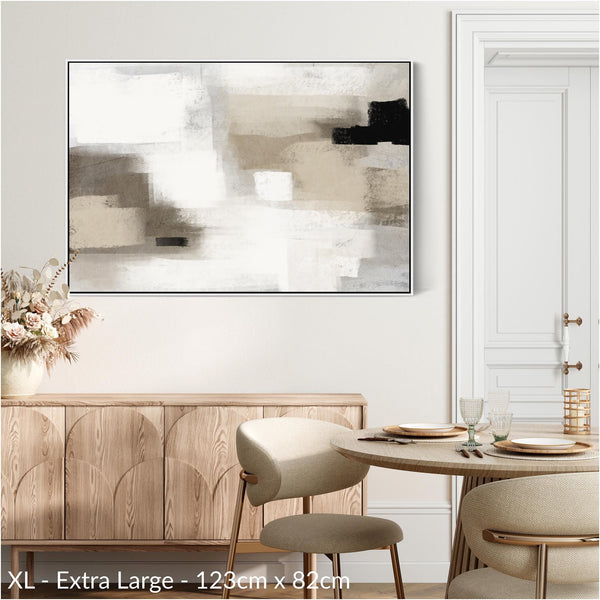 Neutral Wall Art Prints - Framed Canvas for Living Room - Beige - Cream