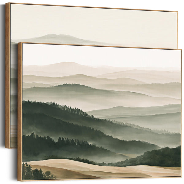Extra Large Set 2 Framed Art on Canvas - Toscana Green - Pair