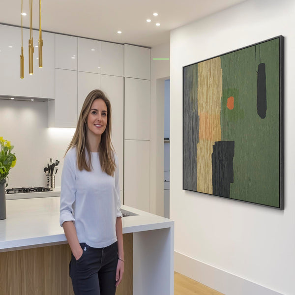 Sage Green Abstract Framed Wall Art - Olive Balance