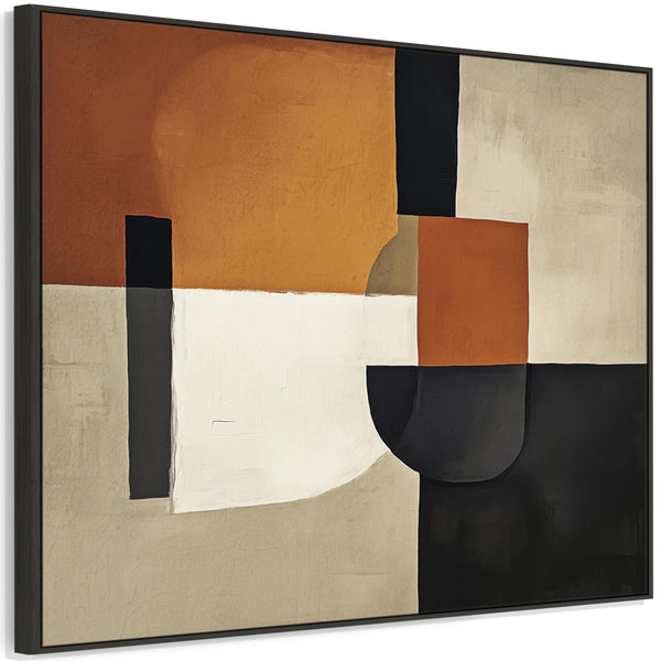 Extra Large Rust Orange Abstract Mid Century Framed Modern Canvas