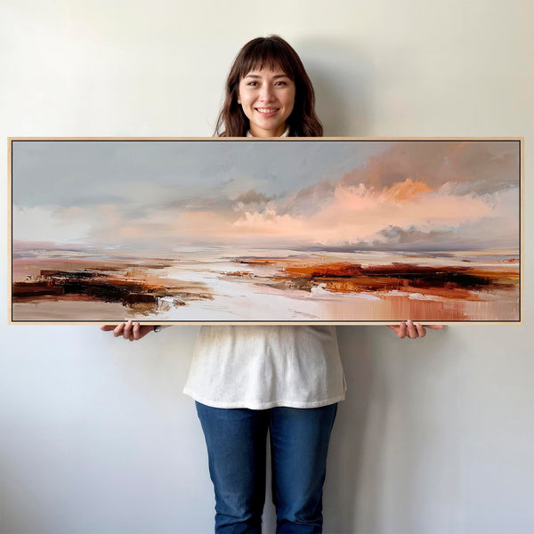 Long Framed Wide Wall Art - Panoramic Blush Horizon
