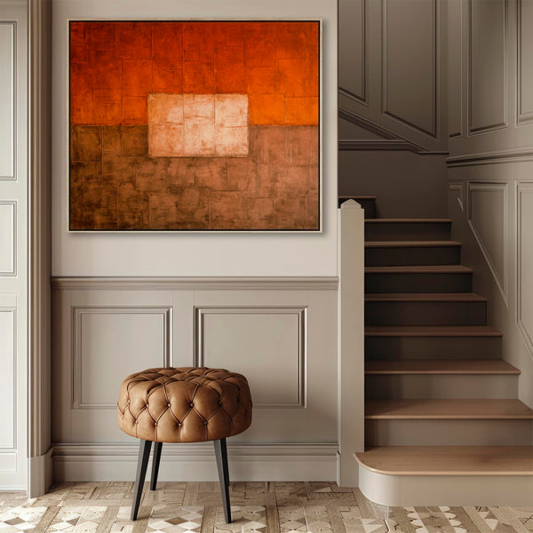 Rust Orange Canvas Artwork Framed - Autumn Patina