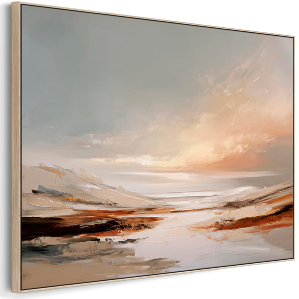 Extra Large Living Room Framed Artwork on Canvas - Ochre Shores