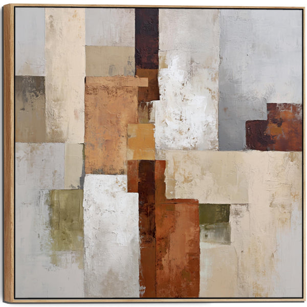 Rust Orange Grey Stone Framed Artwork on Canvas Earth Shadows