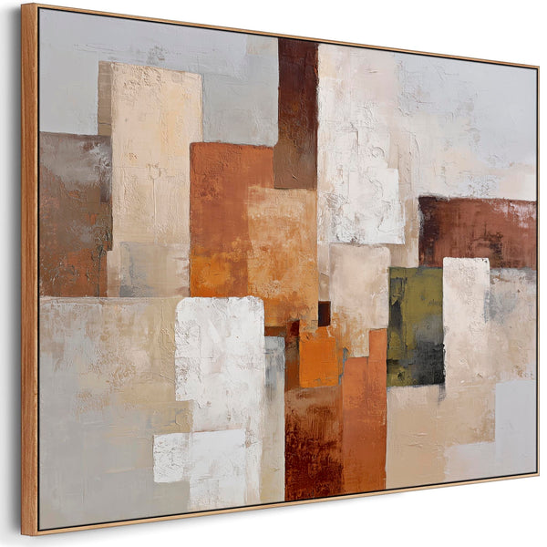 Rust Orange Grey Stone Canvas Artwork Framed Earth Whispers