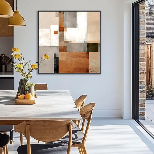 Orange Grey Framed Wall Art Canvas Terracotta Whisper