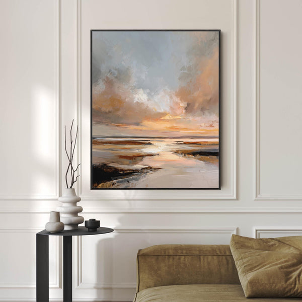Abstract Landscape - Umber Rust Sunset Framed Canvas Art Print