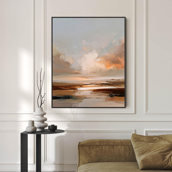 Abstract Landscape - Umber Rust Sunrise Framed Wall Art Print
