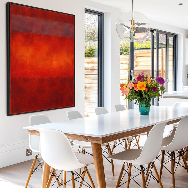 Large Mark Rothko inspired Framed Canvas - Deep Red - Smoulder
