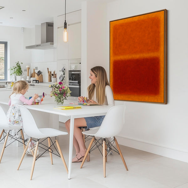 Rust Orange Abstract Framed Canvas Rothko Style - Cosy Autumn