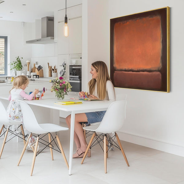 Orange Red Rust Framed Canvas Artwork Rothko Style - Abstract Warmth