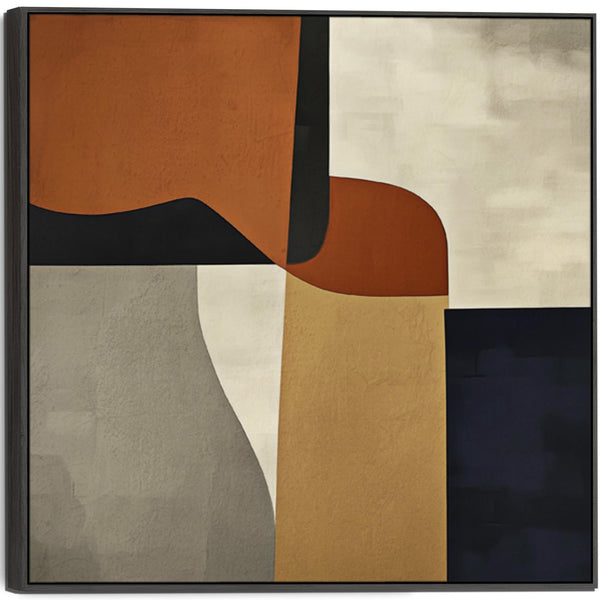 Large Orange Rust Mid Century Abstract Framed Artwork Canvas