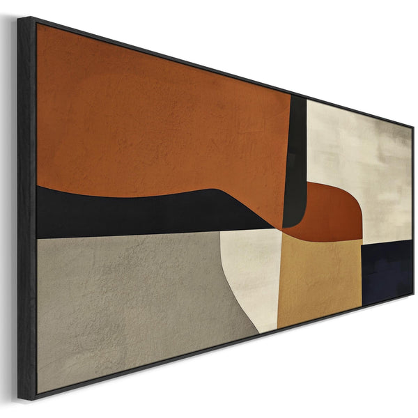 Wide Orange Rust Retro Framed Horizontal Artwork Canvas